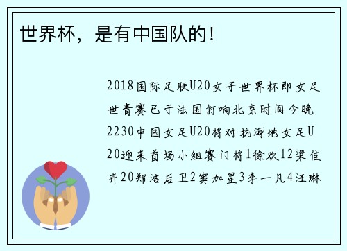 世界杯，是有中国队的！